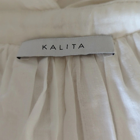 Kalita Ushi Maxi Dress Silk Lattice Plunge necklace flowy White size xs - Picture 2 of 14